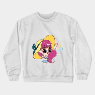 PURPLE HAIR GIRL EMOTION CARTOON Crewneck Sweatshirt